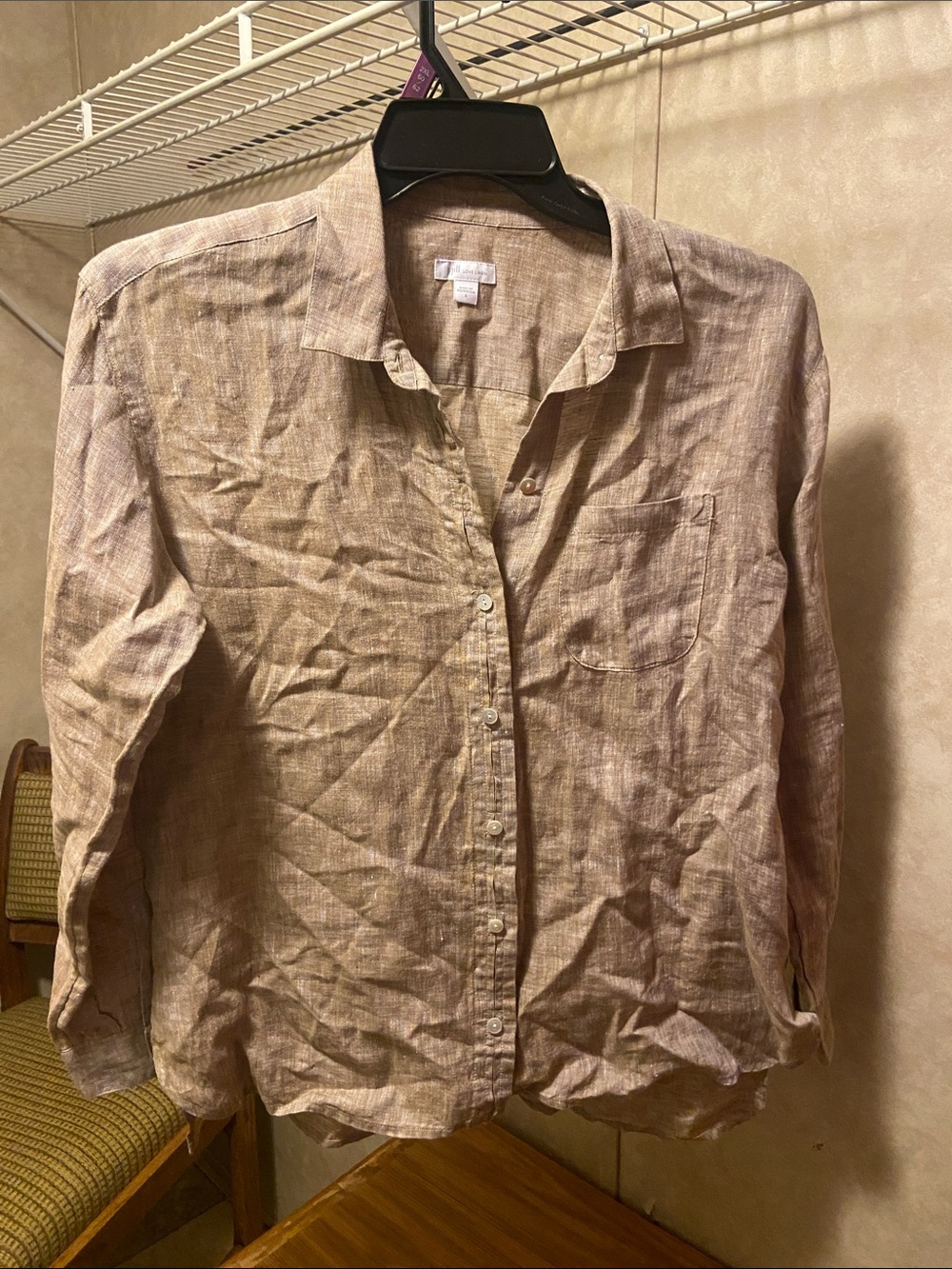 J. Jill Casual Button-Down Shirt - Light Taupe